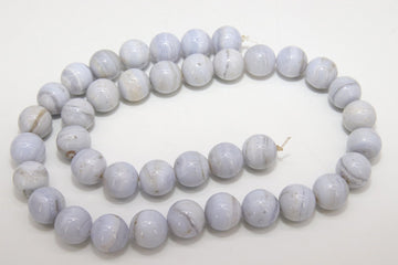 Natural Blue Lace Agate Beads, Smooth Round Light Blue and White Blended Beads BS #82, sizes in 10 mm 16 inch Strands
